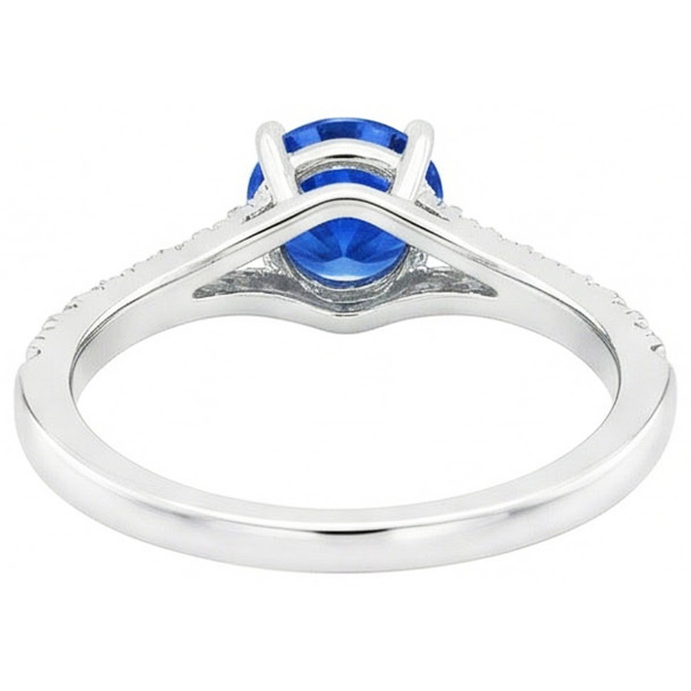 4.35 Ct Prong Set Ceylon Sapphire Natural Earth Mined Diamond ( Not Lab Grown ) s Ring White Gold