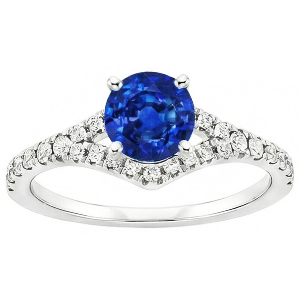 4.35 Ct Prong Set Ceylon Sapphire Natural Earth Mined Diamond ( Not Lab Grown ) s Ring White Gold