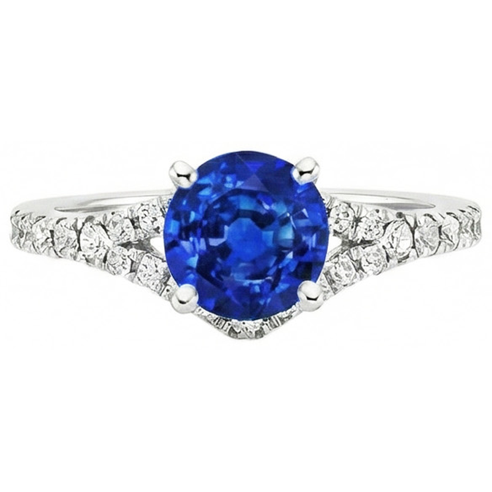 4.35 Ct Prong Set Ceylon Sapphire Natural Earth Mined Diamond ( Not Lab Grown ) s Ring White Gold