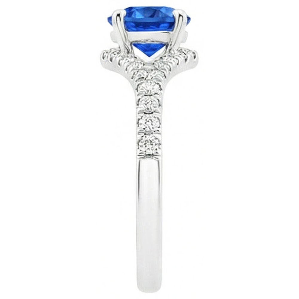 4.35 Ct Prong Set Ceylon Sapphire Natural Earth Mined Diamond ( Not Lab Grown ) s Ring White Gold
