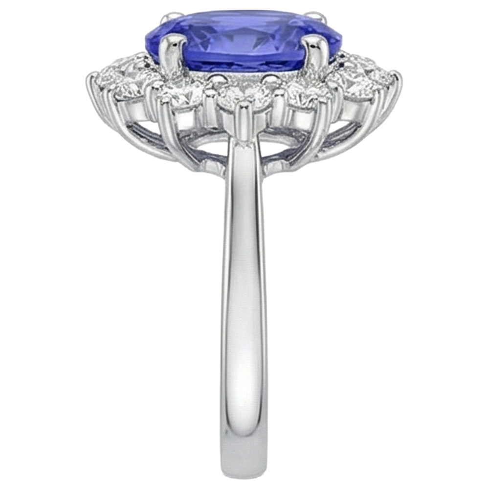4.35 Ct Tanzanite With Natural Earth Mined Diamond ( Not Lab Grown )s Ring New White Gold 14K