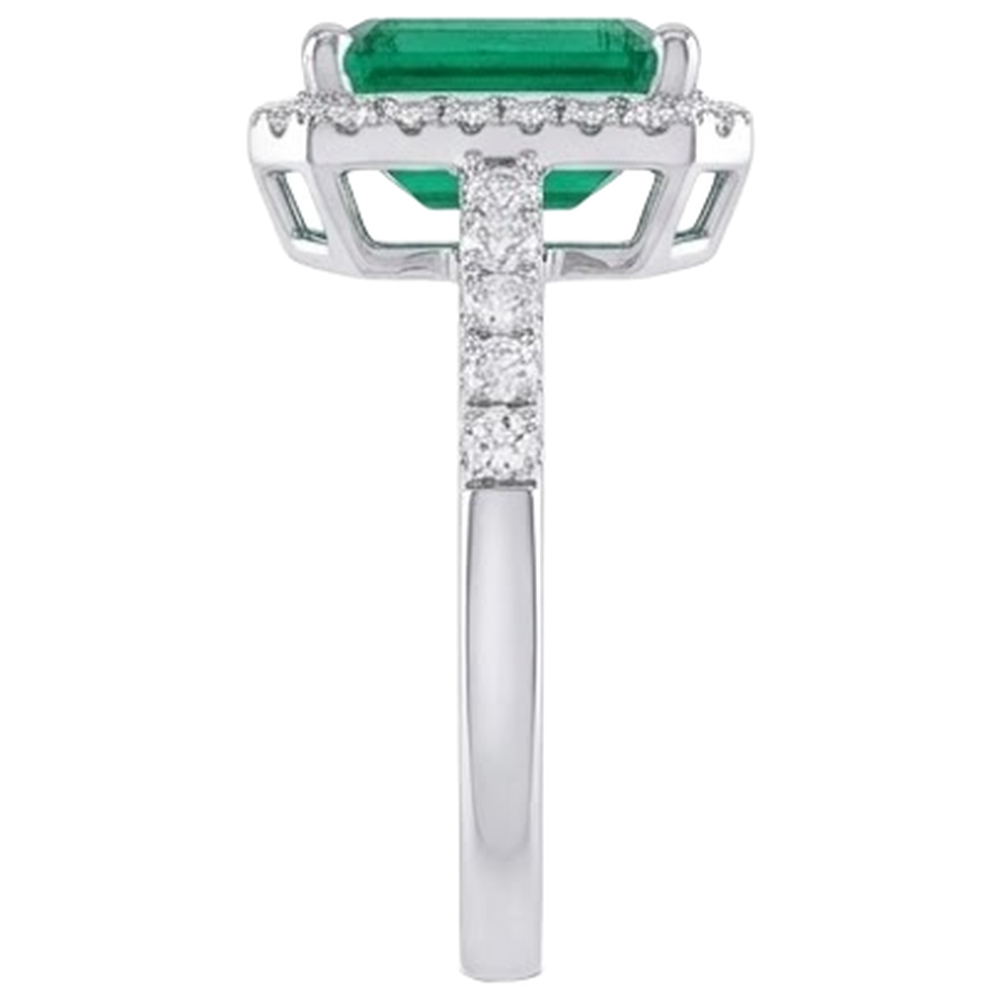 4.40 Carats Green Emerald And Natural Earth Mined Diamond ( Not Lab Grown )s Wedding Ring White Gold