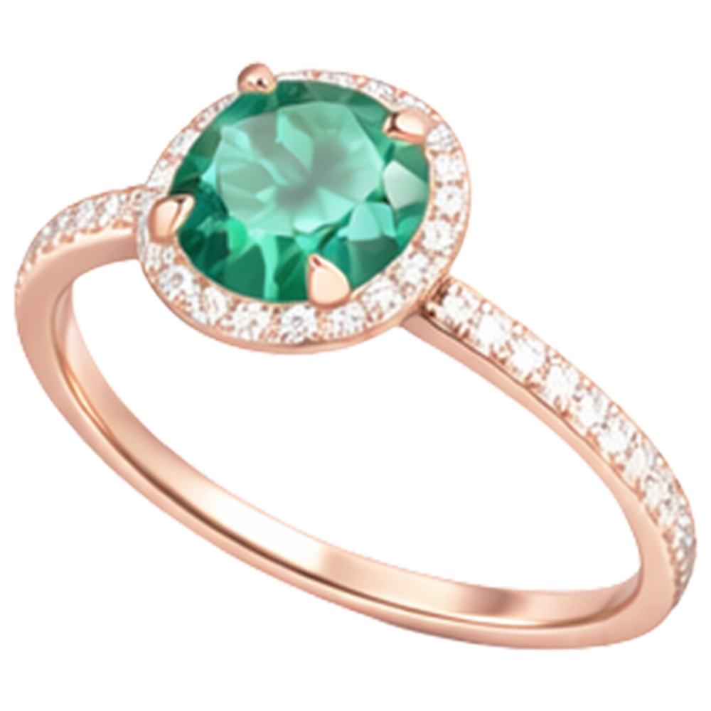 natural round emerald 4.40ct ring side angle