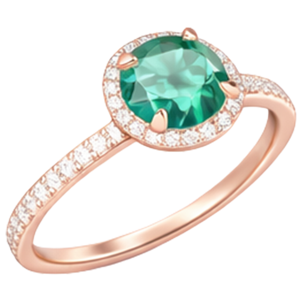 natural round emerald 4.40ct ring close up detail