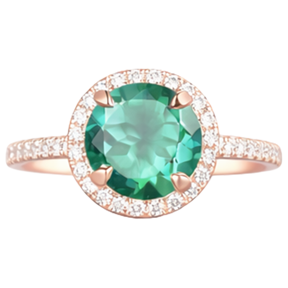 natural round emerald 4.40ct ring profile view
