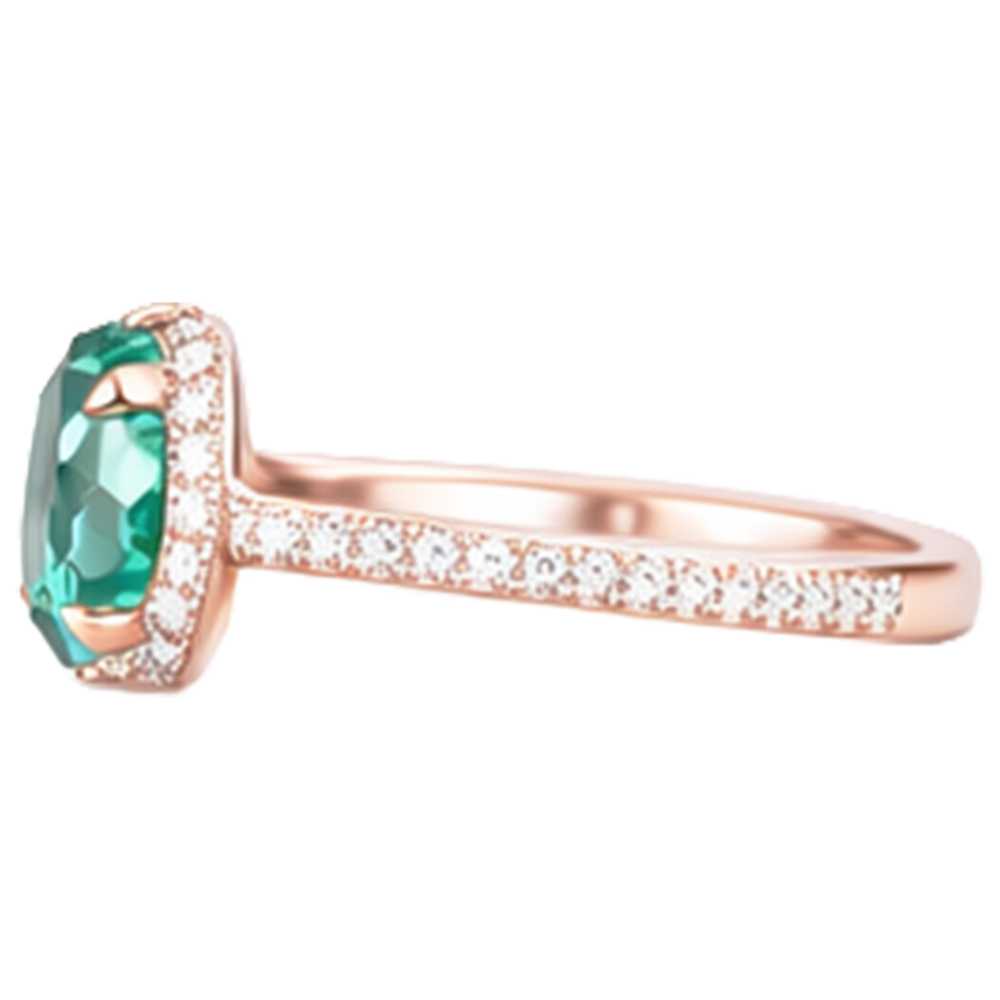 natural round emerald 4.40ct ring on white background