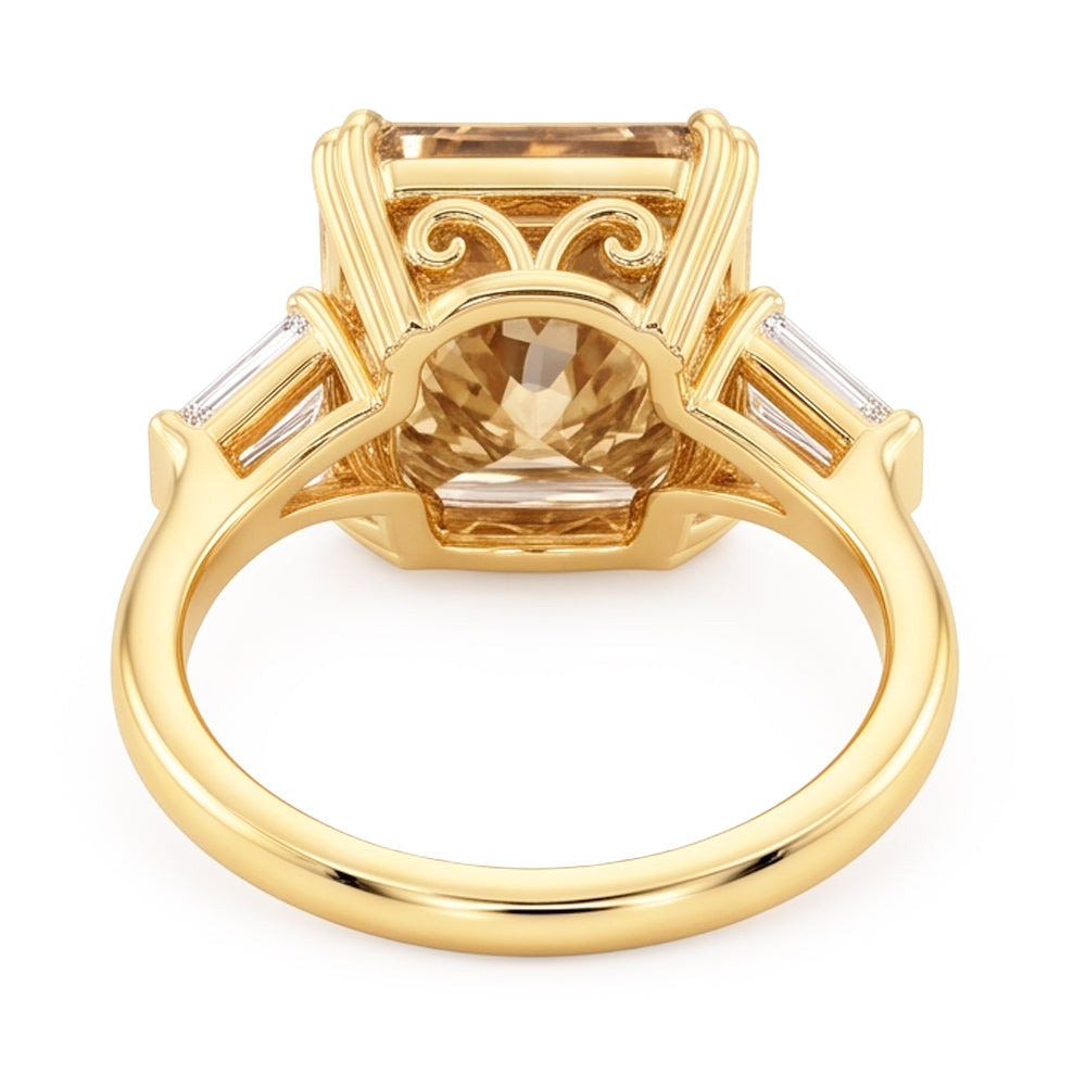 4.40 Ct. Radiant Champagne Natural Earth Mined Diamond ( Not Lab Grown )  Ring Yellow Gold 14KNew