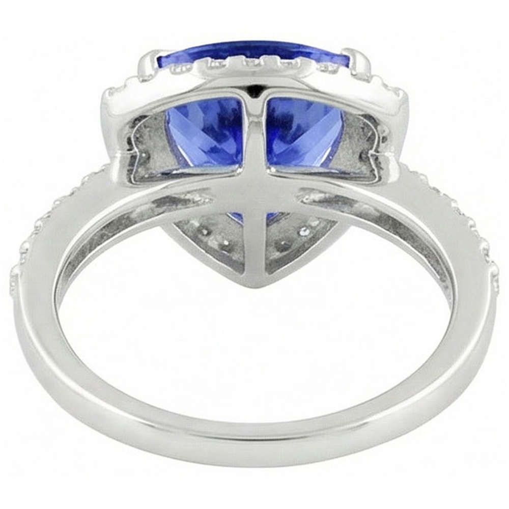 4.45 Ct. Trillion Sri Lankan Sapphire Natural Earth Mined Diamond ( Not Lab Grown )  Ring Solitaire Accents