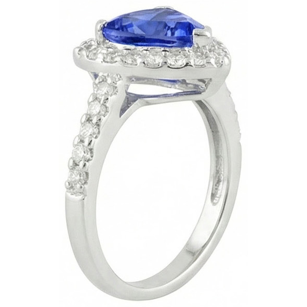 4.45 Ct. Trillion Sri Lankan Sapphire Natural Earth Mined Diamond ( Not Lab Grown )  Ring Solitaire Accents