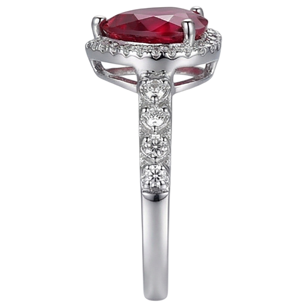 4.5 Carats Red Heart Cut Ruby And Natural Earth Mined Diamond ( Not Lab Grown ) Ring White Gold Jewelry