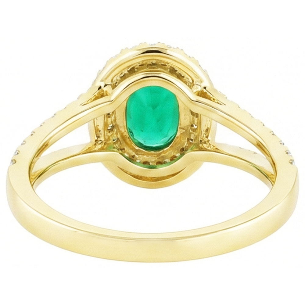 4.5 Ct Oval Cut Green Emerald With Natural Earth Mined Diamond ( Not Lab Grown ) Ring