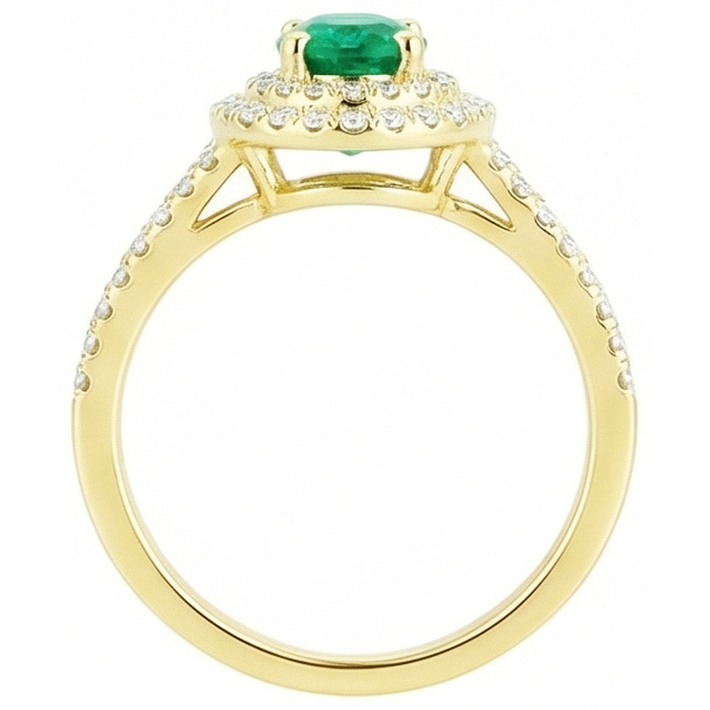 4.5 Ct Oval Cut Green Emerald With Natural Earth Mined Diamond ( Not Lab Grown ) Ring