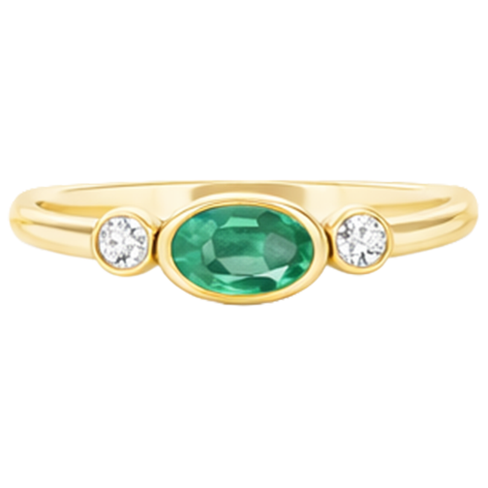 natural round emerald 4.50ct watch on white background