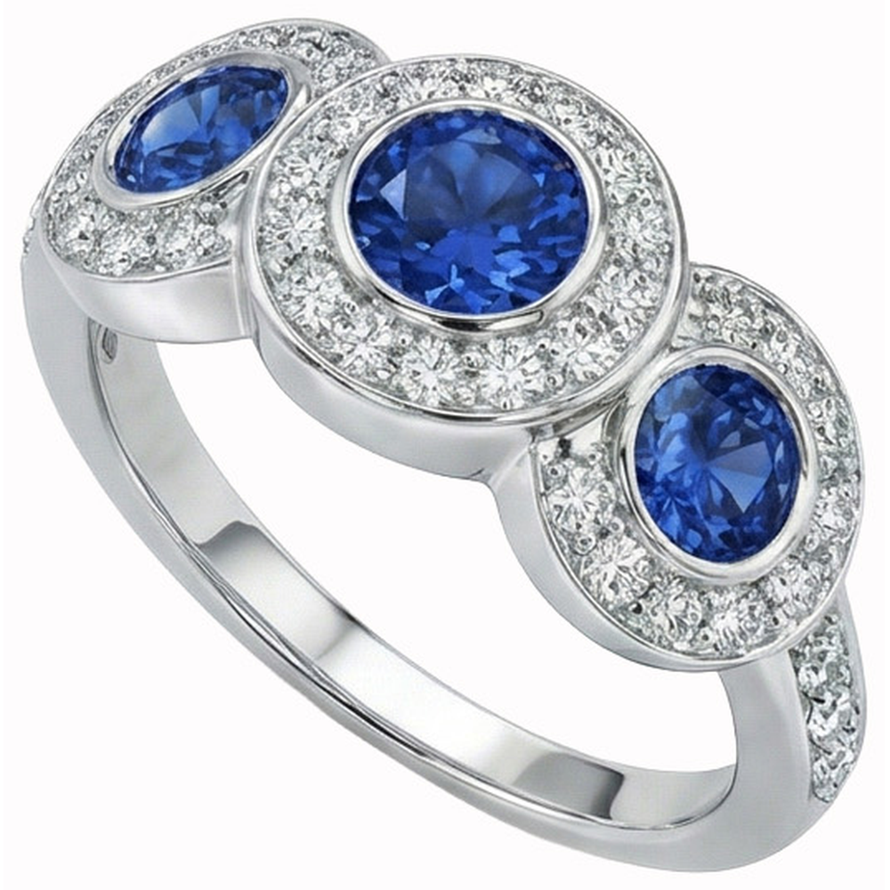 natural round sapphire 4.50ct ring front view