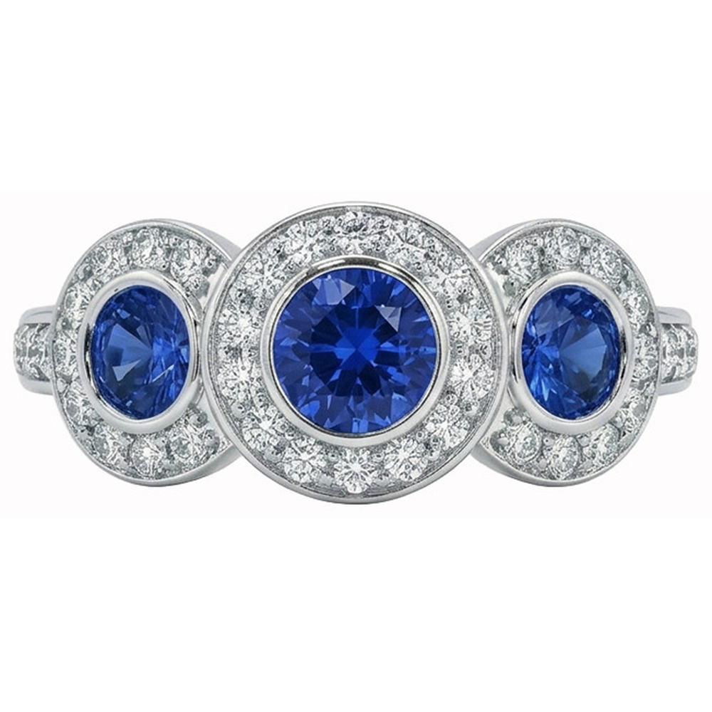natural round sapphire 4.50ct ring top view