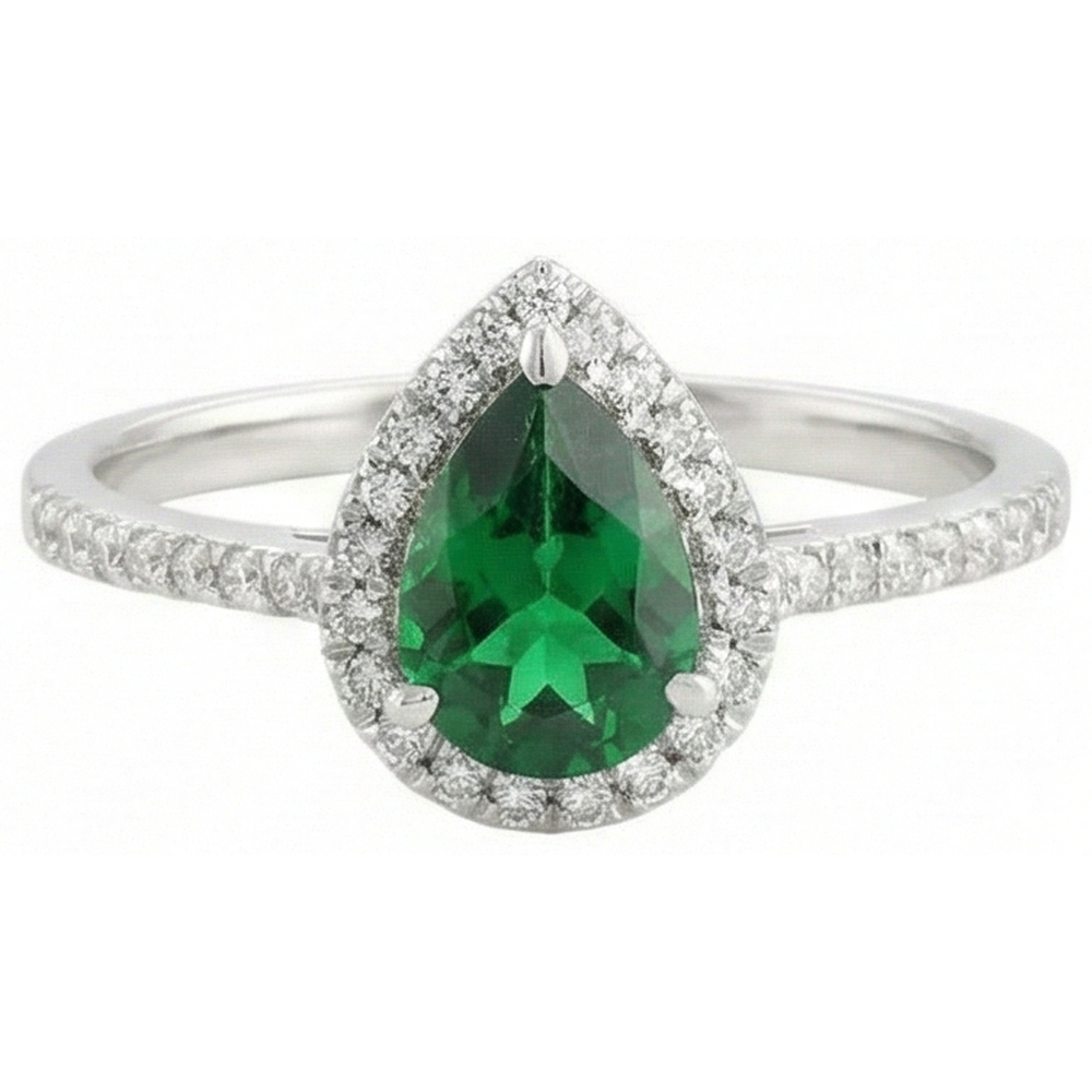 4.50 Carats Green Emerald With Natural Earth Mined Diamond ( Not Lab Grown ) s Ring White Gold 14K