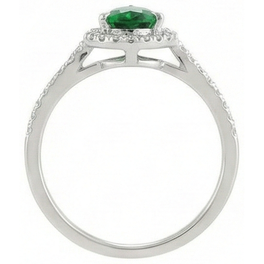 4.50 Carats Green Emerald With Natural Earth Mined Diamond ( Not Lab Grown ) s Ring White Gold 14K