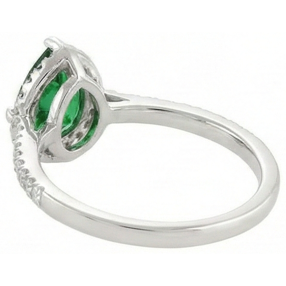 4.50 Carats Green Emerald With Natural Earth Mined Diamond ( Not Lab Grown ) s Ring White Gold 14K