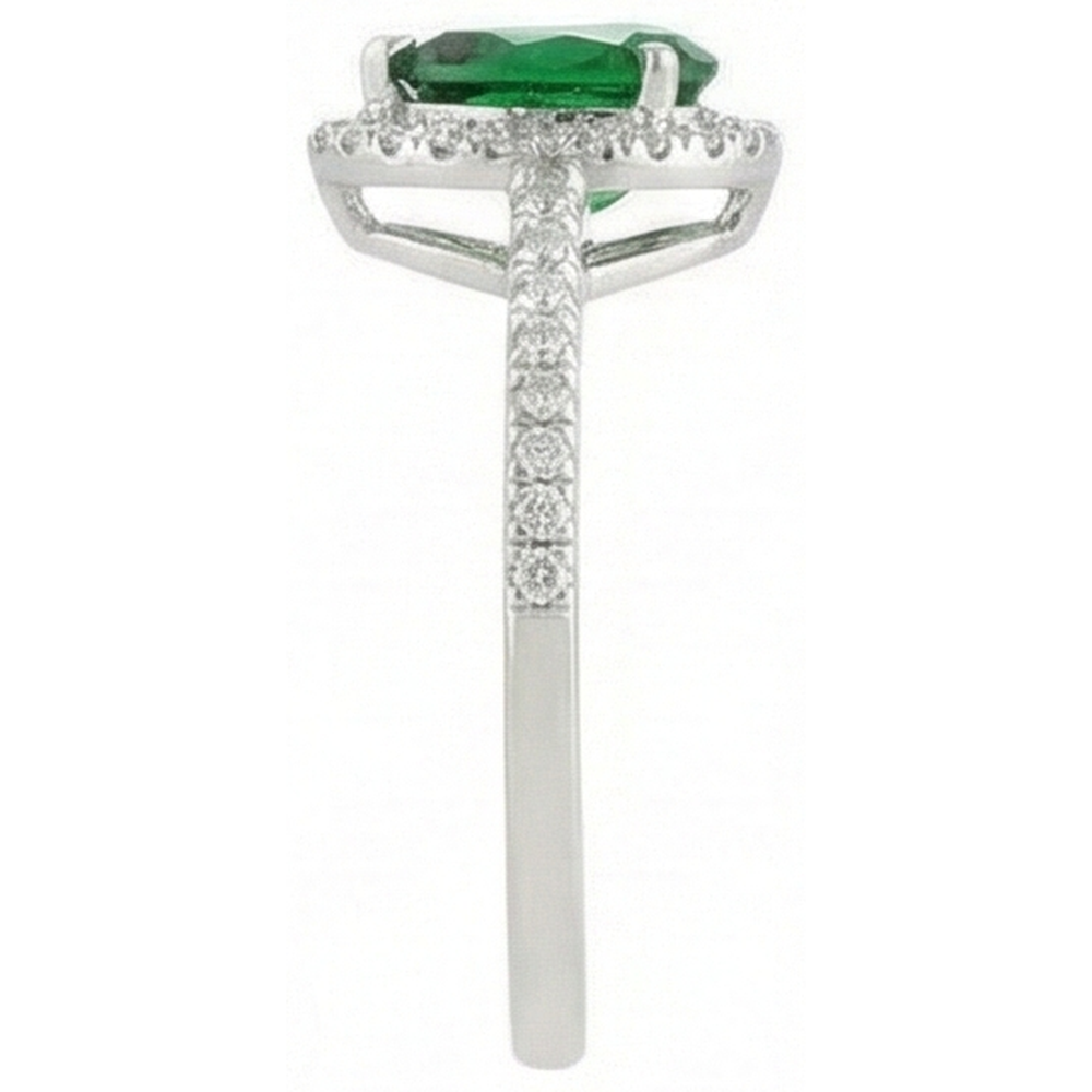 4.50 Carats Green Emerald With Natural Earth Mined Diamond ( Not Lab Grown ) s Ring White Gold 14K