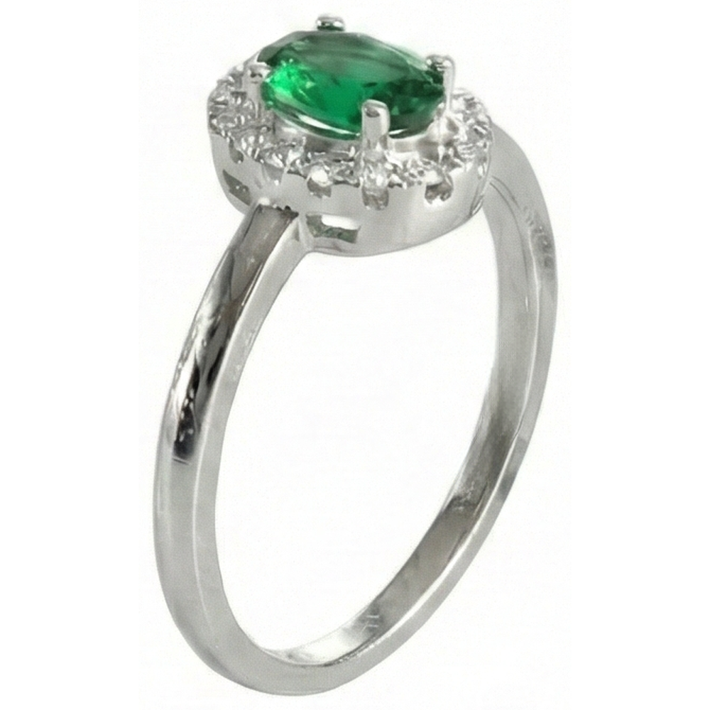 natural round emerald 4.50ct ring side angle