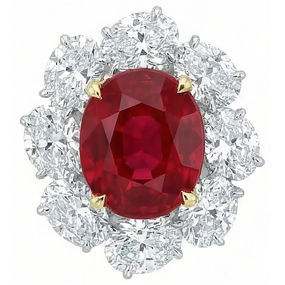 4.50 Carats Red Ruby With Natural Earth Mined Diamond ( Not Lab Grown ) s Ring Flower Style Jewelry New
