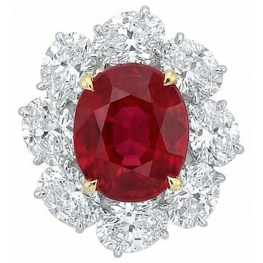 4.50 Carats Red Ruby With Natural Earth Mined Diamond ( Not Lab Grown ) s Ring Flower Style Jewelry New