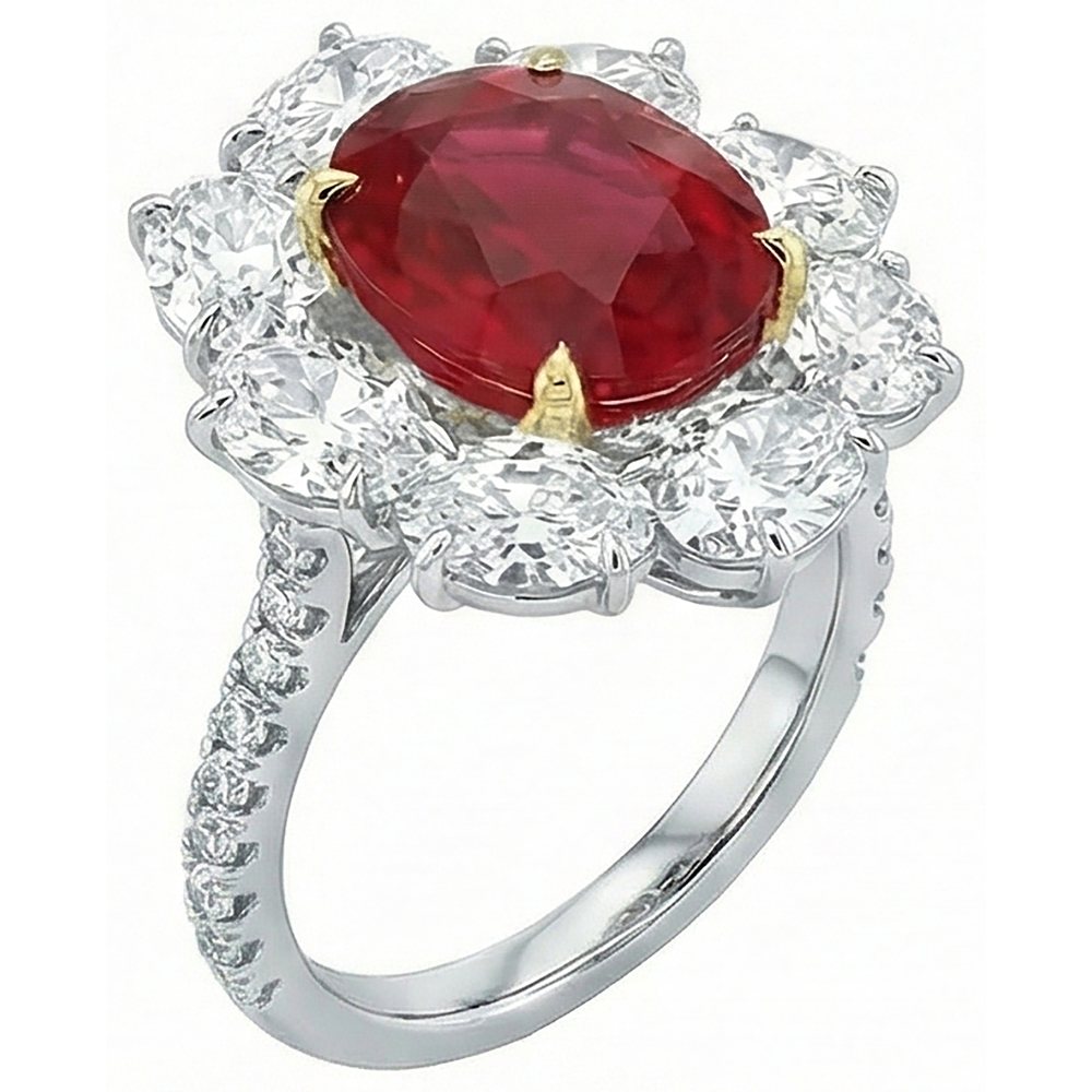 4.50 Carats Red Ruby With Natural Earth Mined Diamond ( Not Lab Grown ) s Ring Flower Style Jewelry New