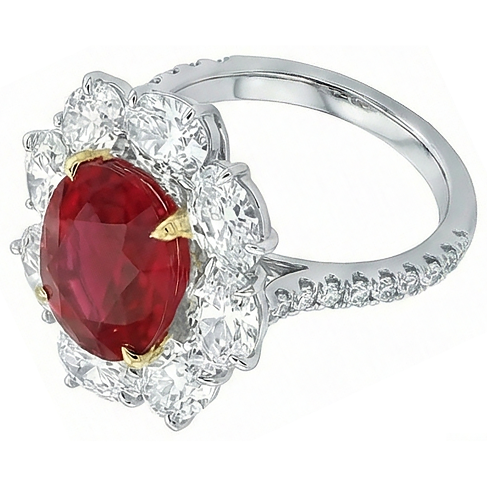 4.50 Carats Red Ruby With Natural Earth Mined Diamond ( Not Lab Grown ) s Ring Flower Style Jewelry New