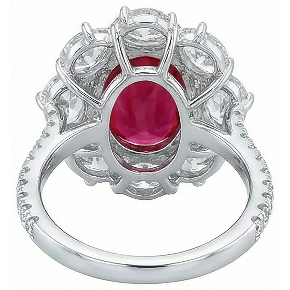 4.50 Carats Red Ruby With Natural Earth Mined Diamond ( Not Lab Grown ) s Ring Flower Style Jewelry New