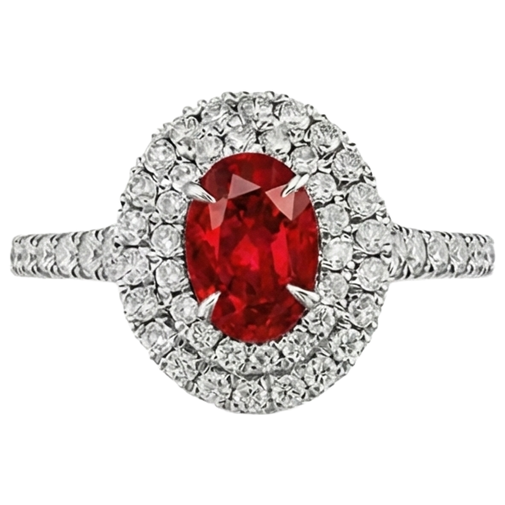 natural round ruby 4.50ct ring front view