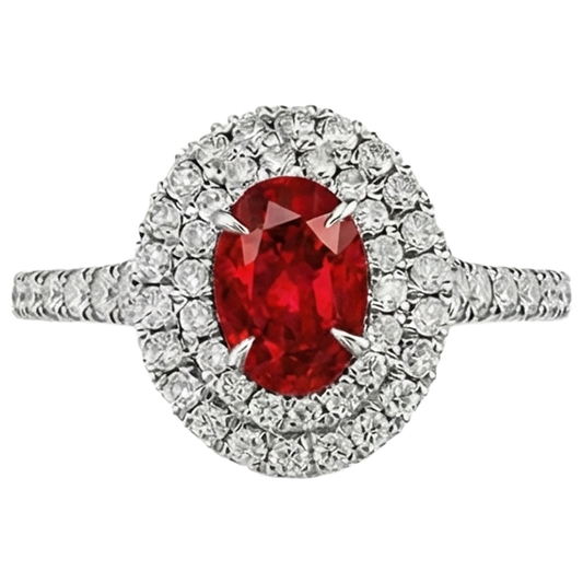 natural round ruby 4.50ct ring front view