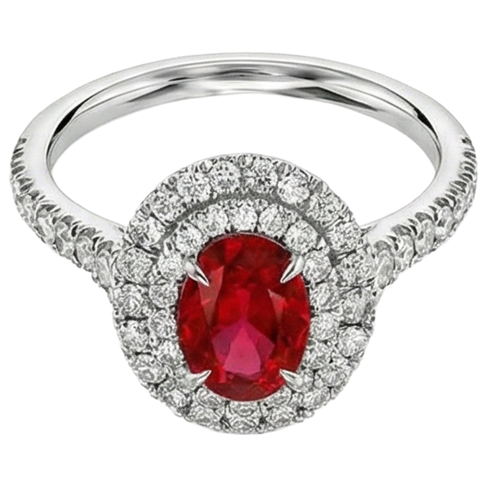 natural round ruby 4.50ct ring close up detail