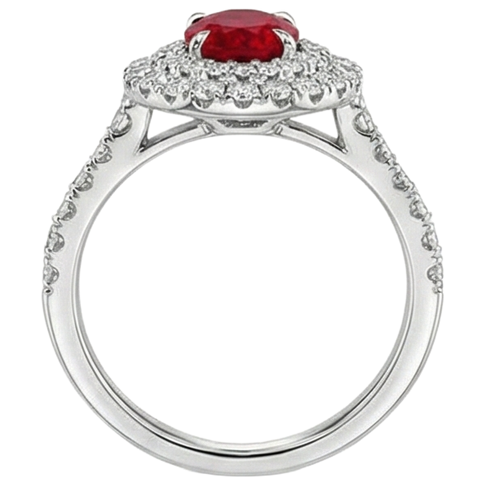natural round ruby 4.50ct ring on white background