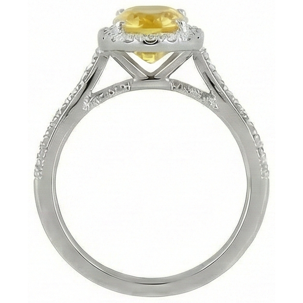4.50 Ct Oval Yellow Sapphire And Round Natural Earth Mined Diamond ( Not Lab Grown )s Ring White Gold 14K