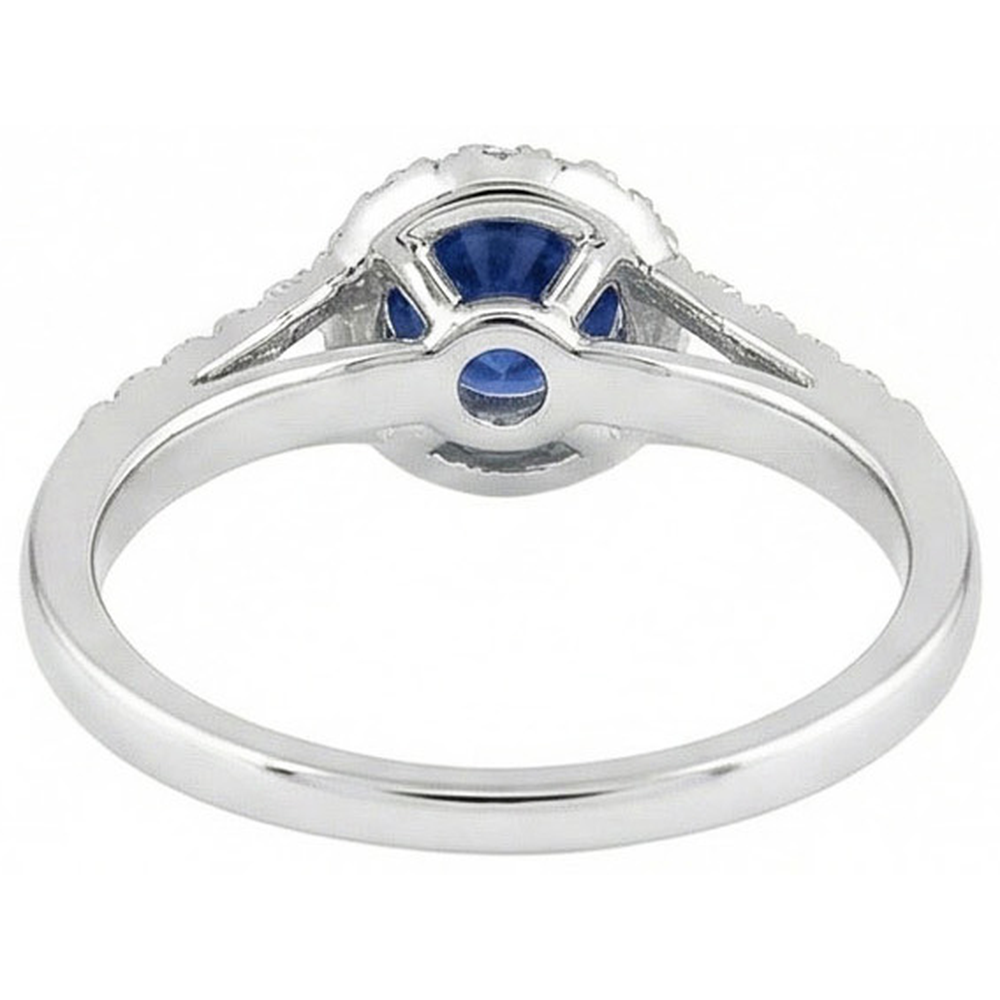 4.50 Ct Round Ceylon Sapphire And Natural Earth Mined Diamond ( Not Lab Grown ) s Ring White Gold 14K