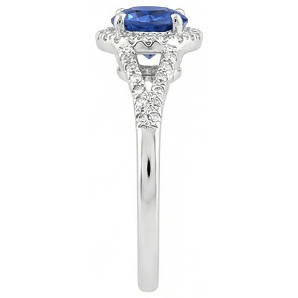4.50 Ct Round Ceylon Sapphire And Natural Earth Mined Diamond ( Not Lab Grown ) s Ring White Gold 14K