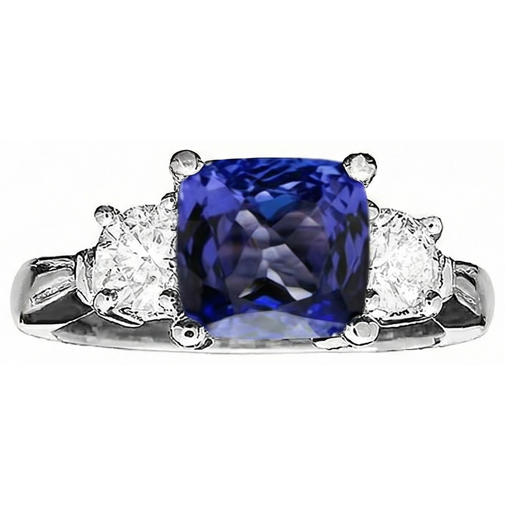 natural round tanzanite 4.51ct ring side angle