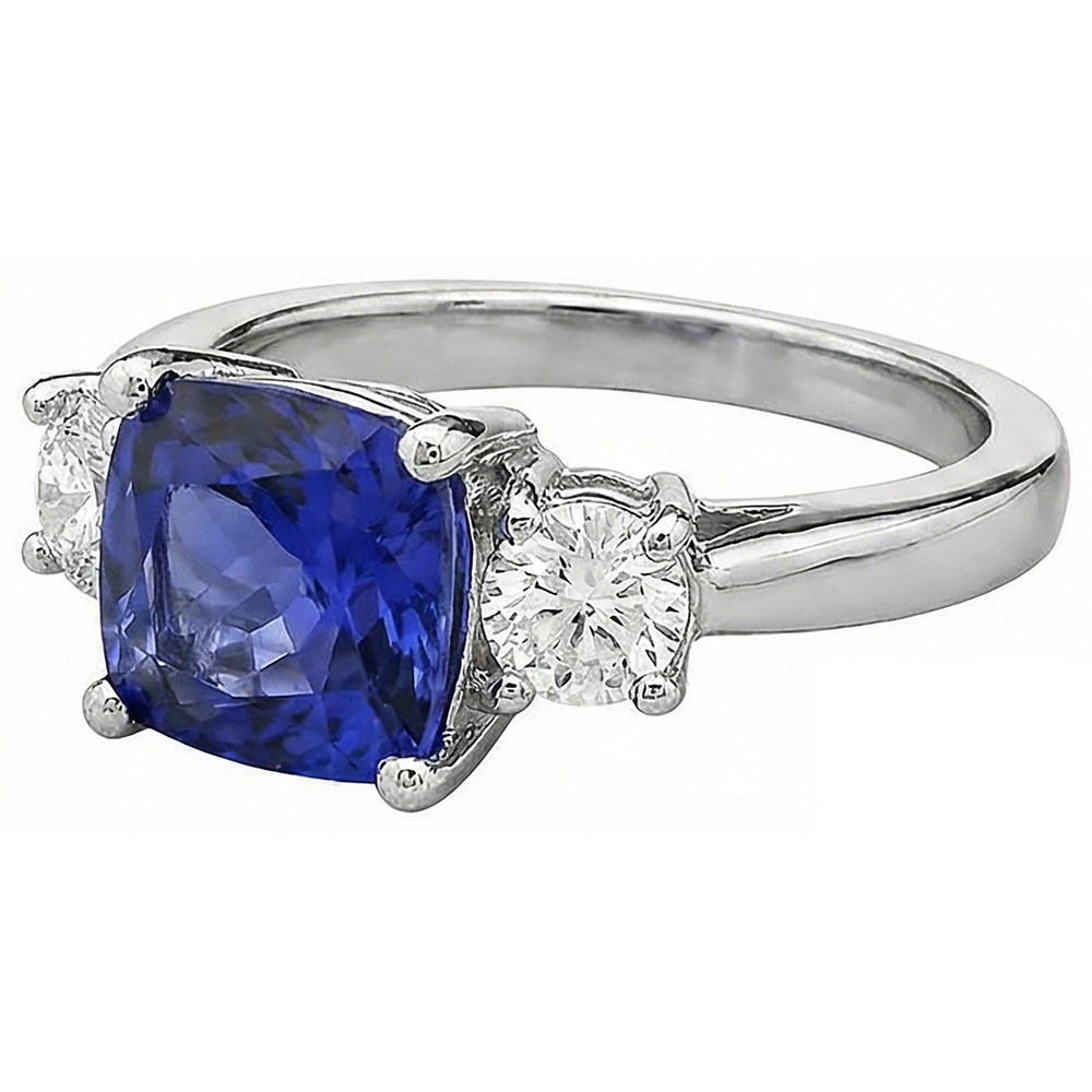 natural round tanzanite 4.51ct ring top view