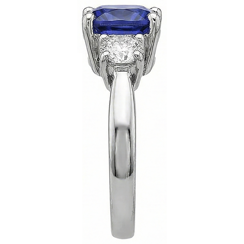 natural round tanzanite 4.51ct ring profile view