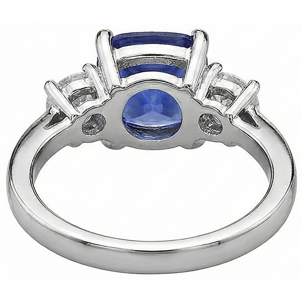 natural round tanzanite 4.51ct ring with diamond accents