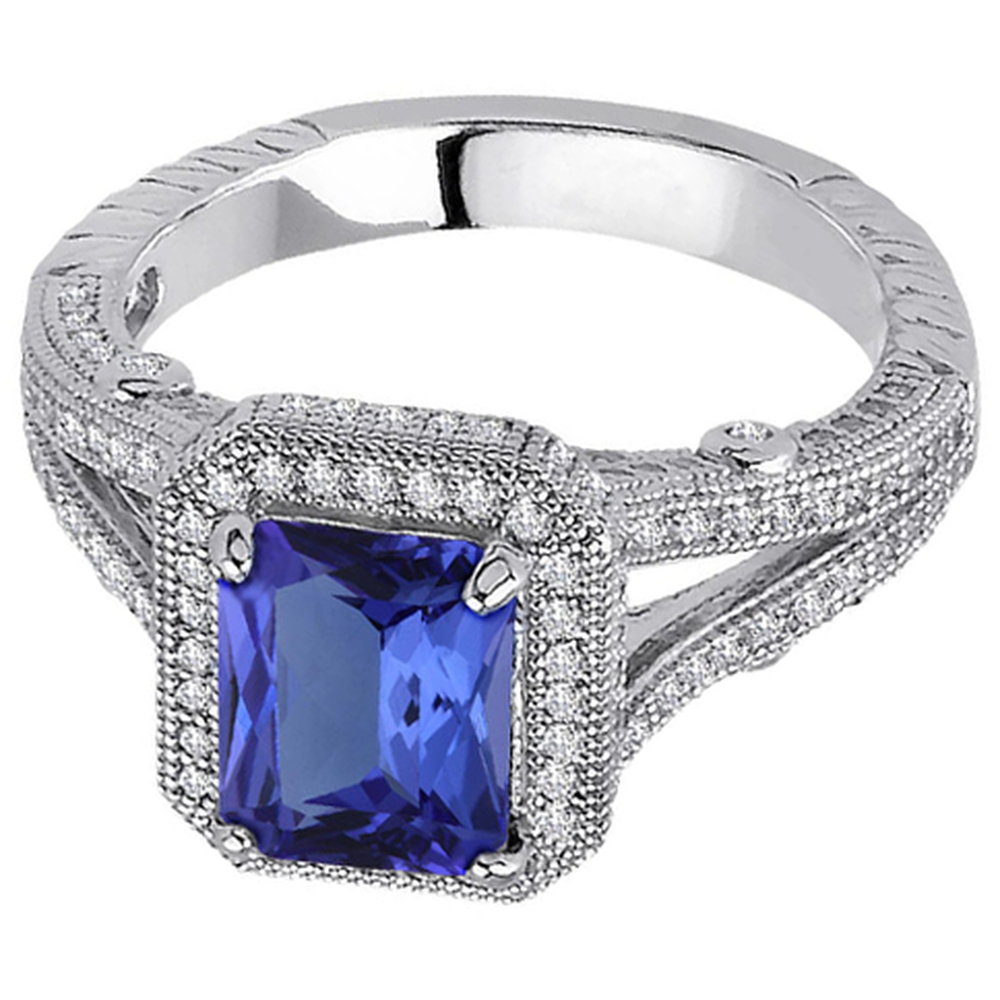 4.51 Carats Natural Earth Mined Diamond ( Not Lab Grown ) s Tanzanite Antique Style Ring Gold White