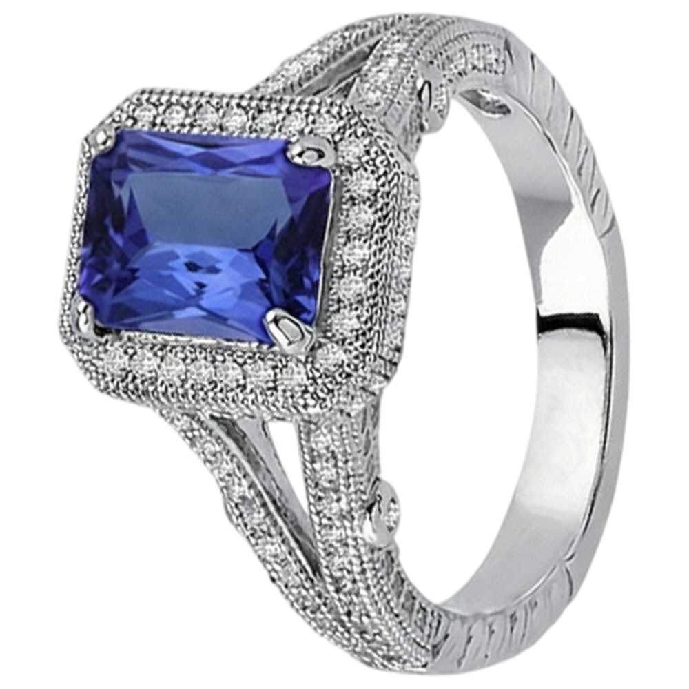 4.51 Carats Natural Earth Mined Diamond ( Not Lab Grown ) s Tanzanite Antique Style Ring Gold White