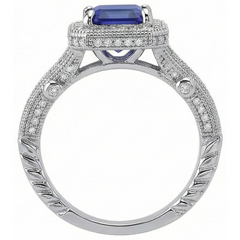 4.51 Carats Natural Earth Mined Diamond ( Not Lab Grown ) s Tanzanite Antique Style Ring Gold White