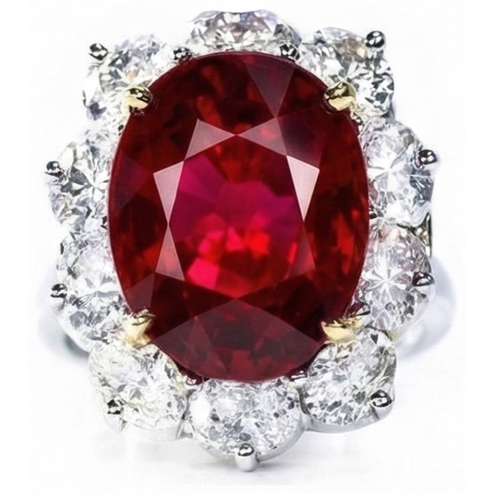 natural round ruby 4.55ct ring front view