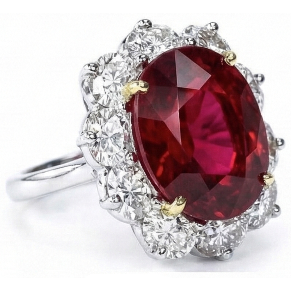 natural round ruby 4.55ct ring side angle