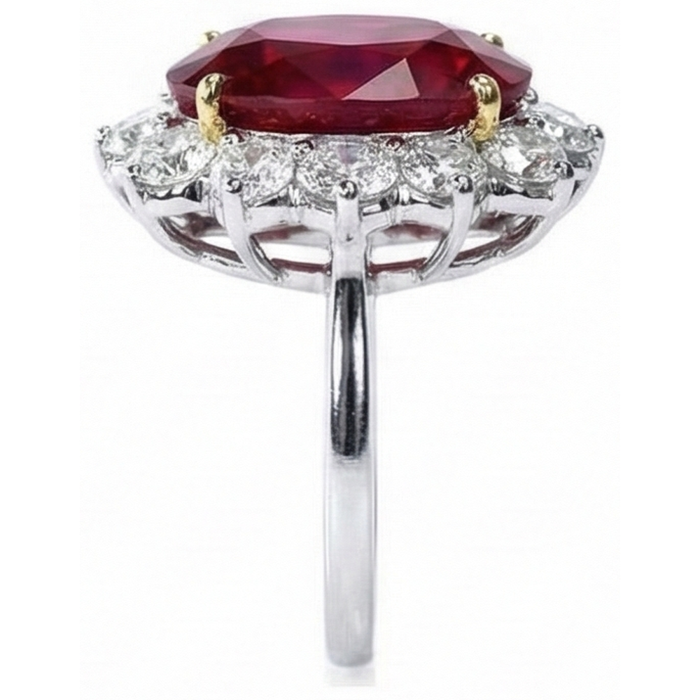 natural round ruby 4.55ct ring top view