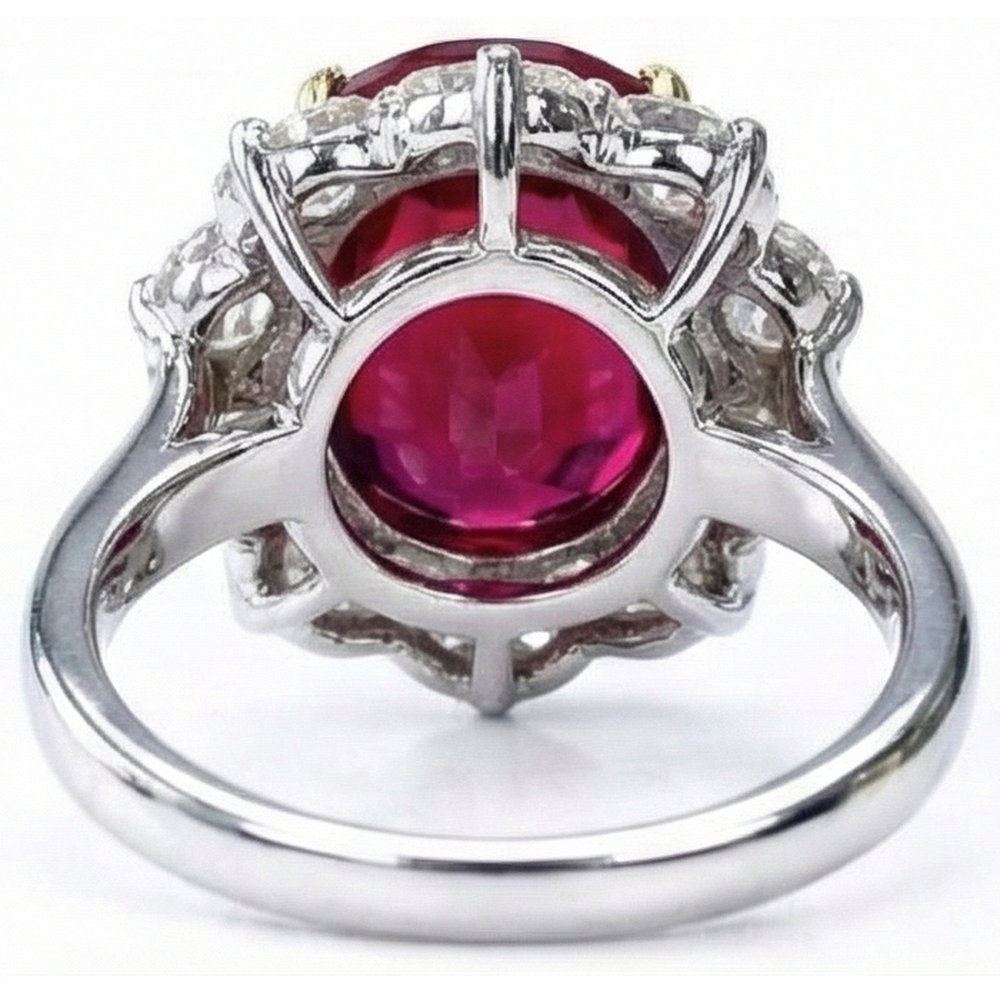 natural round ruby 4.55ct ring profile view