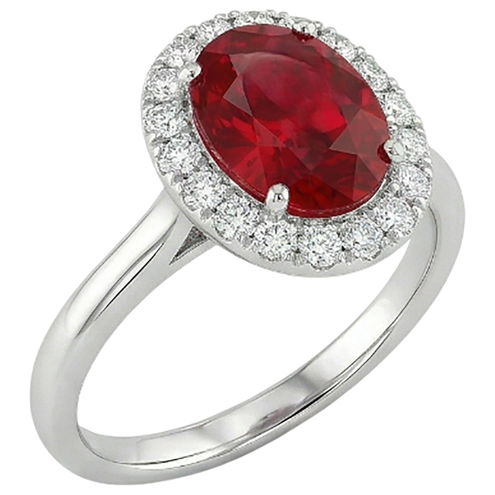natural round ruby 4.55ct ring top view
