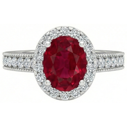 4.60 Carats Red Ruby With Natural Earth Mined Diamond ( Not Lab Grown )s Ring 14K White Gold