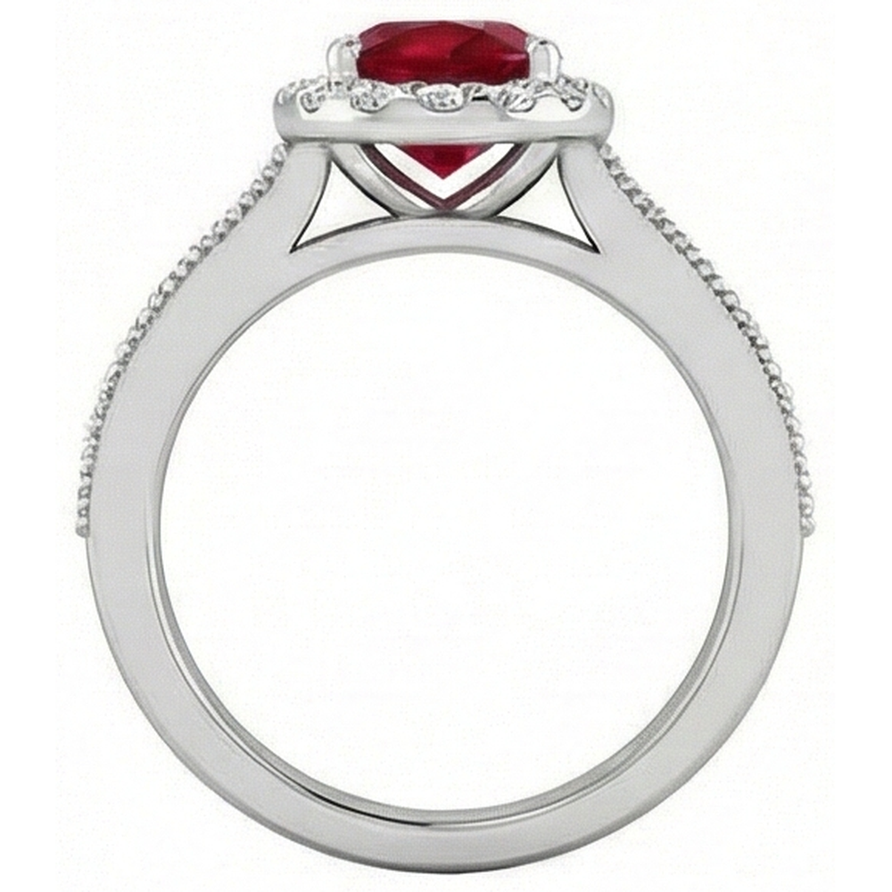 4.60 Carats Red Ruby With Natural Earth Mined Diamond ( Not Lab Grown )s Ring 14K White Gold